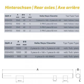Preview: Hinterachse hohl medium 1040 x 50